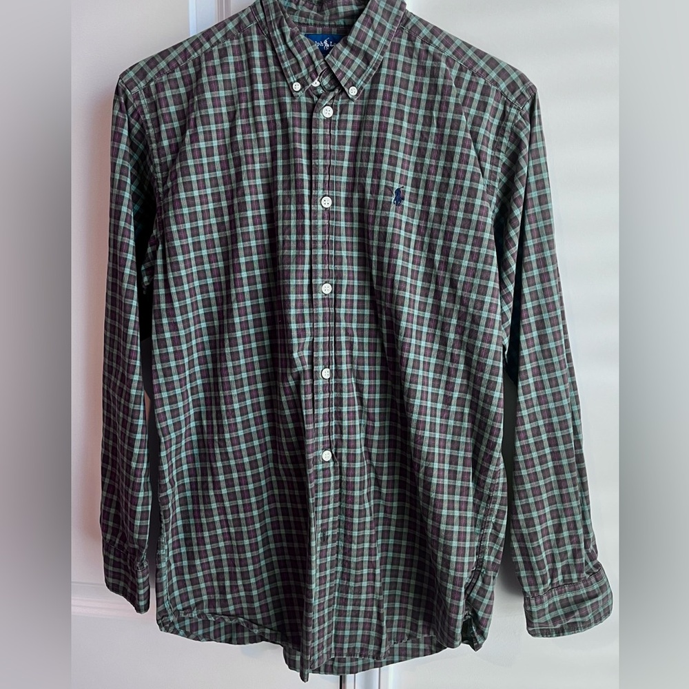 Ralph Lauren Green and Brown Plaid Casual Shirt